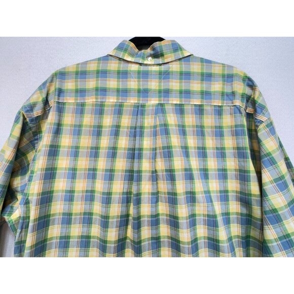 Tommy Hilfiger Mens Plaid Button-Down Shirt Size XL Yellow Green Long Sleeves - Picture 10 of 12